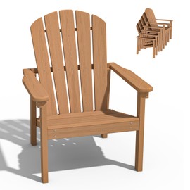 nevilywood Stackable Adirondack Chair - All-Weather HDPE Outdoor Patio Chair - Durable and Space -Saving Design for Easy Storage - Ideal for Porch, Lawn, or Garden-Teak