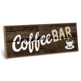 ARTFAVES® Wooden Sign with Saying Coffee Bar Shabby Chic Vintage Sign Decorative Gift for Coffee Espresso Size: 28 x 10 cm
