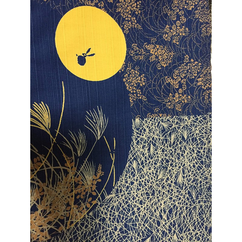 Furoshiki Wrapping Cloth Rabbit in The Moon Navy Base Motif