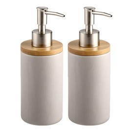TOWEBOORY Ceramic Soap Dispenser, Pack of 2, 400ml/13oz Hand Soap Dispenser Set, Refillable Shampoo Bottle for Bathroom Countertop Kitchen Hotel (Gray)