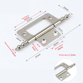 4Pcs Silver Flush Hinges,Door Hinges,2 Inch Stainless Steel Flush Hinges Ball Bearing Mute Hinge for Drawer Cabinet Internal Door