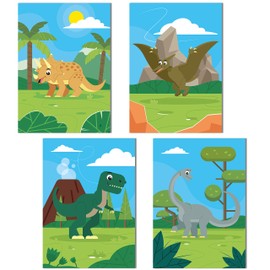 ChicResult Set of 4 Dinosaur Posters for Children's Room Boys or Girls - Dino Pictures, Dino Posters (DIN A4 without Picture Frame)