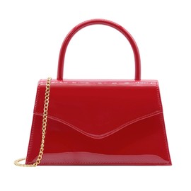 Milisente Women's Evening Bag Bridal Party Clutch Purses Cocktail Prom Handbags with Patent Leather (Red Patent)