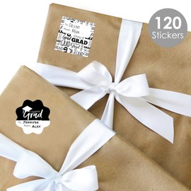 Big Dot of Happiness Black and White Grad - Best is Yet to Come - Assorted Black and White Graduation Party Gift Tag Labels - to and from Stickers - 12 Sheets - 120 Stickers