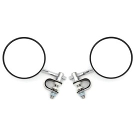 Set of 2 Universal 4" Chrome Clamp-On Mirrors - 4" Short Stem - Motorcycle/ATV/Scooter/Moped