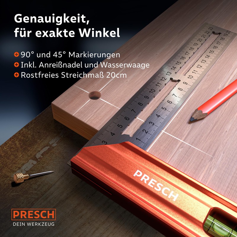 Presch Try Square 200 mm – Highly Precise & Rustproof