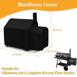 Grill Cover for Oklahoma Joe's Longhorn Reverse Flow Smoker, 600D Heavy Duty Waterproof UV Resistant Longhorn Cover, Outdoor Barbeque Grill Accessories