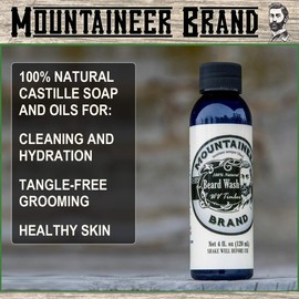 Beard Wash by Mountaineer Brand All-Natural Beard Shampoo - Cleans and Conditions (4 Ounce, WV Timber)
