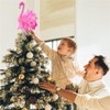 Pink Flamingo Christmas Tree Topper, Flamingo Tree Toppers with Fluffy