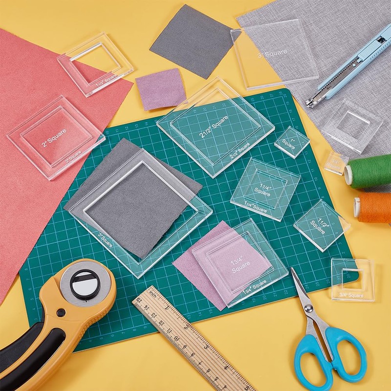 BENECREAT 16 Sizes Square Quilting Template, Acrylic Intricate Sewing Machine