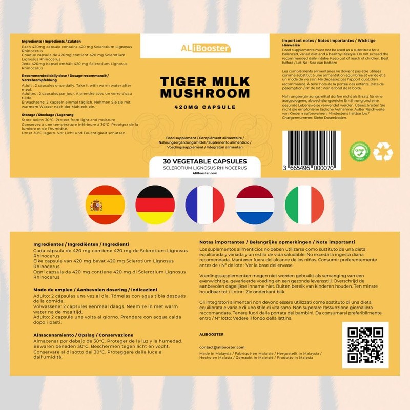 ALIBOOSTER - Mushroom Lignosus Tiger Milk - Tiger Milk 420mg