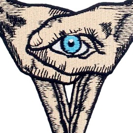 Eye On Heart Hand Sign Patch Embroidered Applique Badge Iron On Sew On Emblem