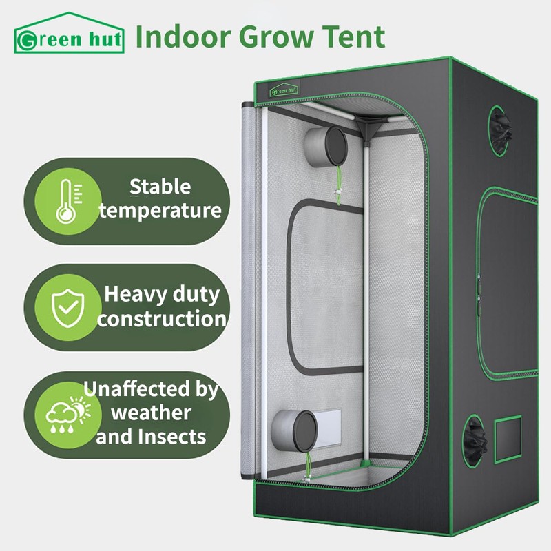 Green Hut 60"X60"X78" 600D Mylar Hydroponic Growing Tents for Plants