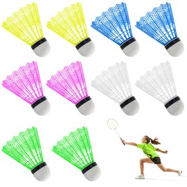 O-Kinee 10 x Shuttlecocks Balls, Colourful Badminton Balls, Quick, Outdoor Shuttlecock Game for Adults and Children, Plastic Speed Badminton for Sports, Training, Competition, Exercise, Entertainment,