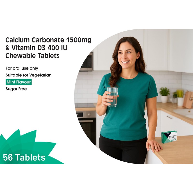 PUROSURE Calcium Carbonate 1500mg with Vitamin D3 400 IU –