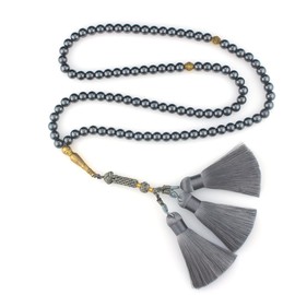 beirunde Tasbih Tesbih Islamic 99 Prayer Beads, Muslim Islam Subha Sebha Worry Beads, Misbaha Masbaha Tasbeeh Sibha Beads, Allah Mohammed Ramadan Rosary, Hematite Iron Beads with Tassel, 99 Beads,