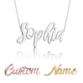 Collar con nombre personalizado para mujer, collar con placa de identificación personalizada chap...