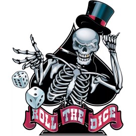 ROLL THE DICE SKULL LAPTOP STICKER BUMPER STICKER WINDOW STICKER DECAL