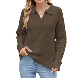 ZAFUL Pull Over Sweaters for Women Fall Soft Lightweight Cable Knit Sweater Outfit Trendy Work Chunky Sweaters(Coffee,S)