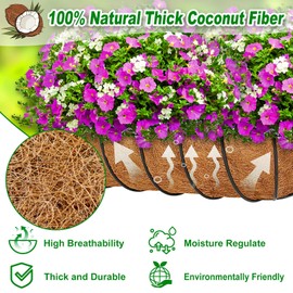 REMIAWY Coco Liners for Planters 36 Inch, 2 Packs Natural Coconut Fiber Coir Flower Basket Window Box Liners, Trough Planter Insert for Outdoor Plant Large Pots Garden Fence Decoration