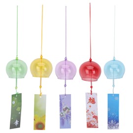 Cabilock 5pcs Glass Wind Chimes Japanese Omamori Wind Bells Japancore Temple Wind Chimes Japanese Bell Wind Chimes Viento Japanese Home Wind Chimes for Outside Decorative Wind Chime Paper