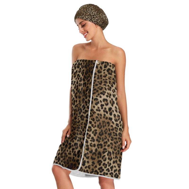 Blueangle - Toalla con Estampado de Leopardo clásico con Gorro