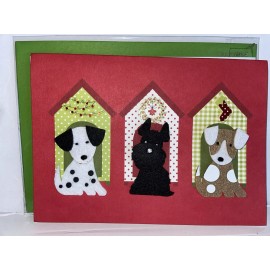 Papyrus Christmas Greeting Card - Dogs In Festive Houses
