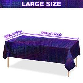 FunnyPars 4 Pack Iridescent Plastic Tablecloths Shiny Disposable Laser Rectangle Table Covers Holographic Foil Tablecloth Iridescent Party Decoration Birthday Bridal Wedding Christmas 54"x108"(Purple)