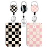 2 Pack Black&Pink Checkered ID Badge Holder with Heavy Duty