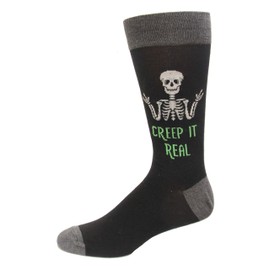 Hot Sox mens Men's Creep It Real Casual Sock, Black, 6 - 12.5 Large US
