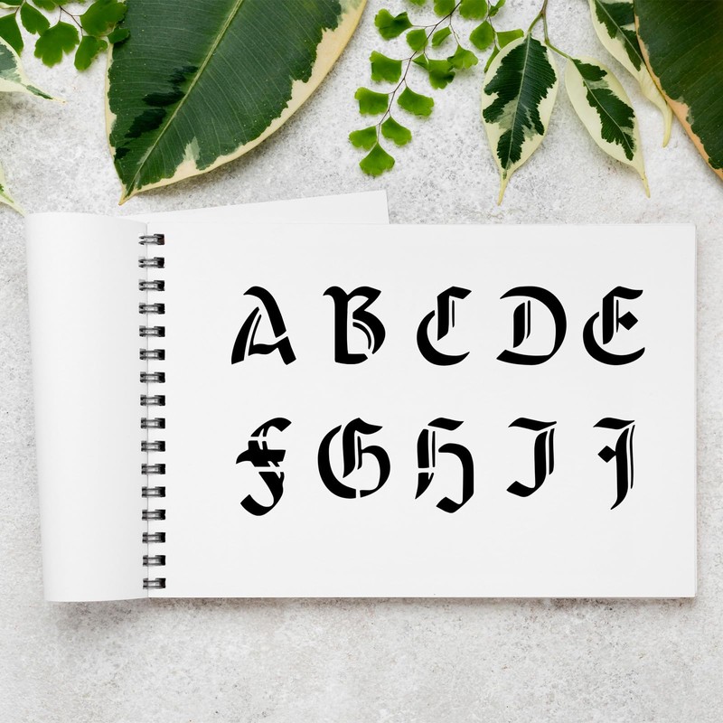 10 Pcs Gothic Old English Letter Stencils for Painting, 10
