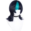 Blue Black and Peacock Blue Anime Cosplay Wig with Bangs