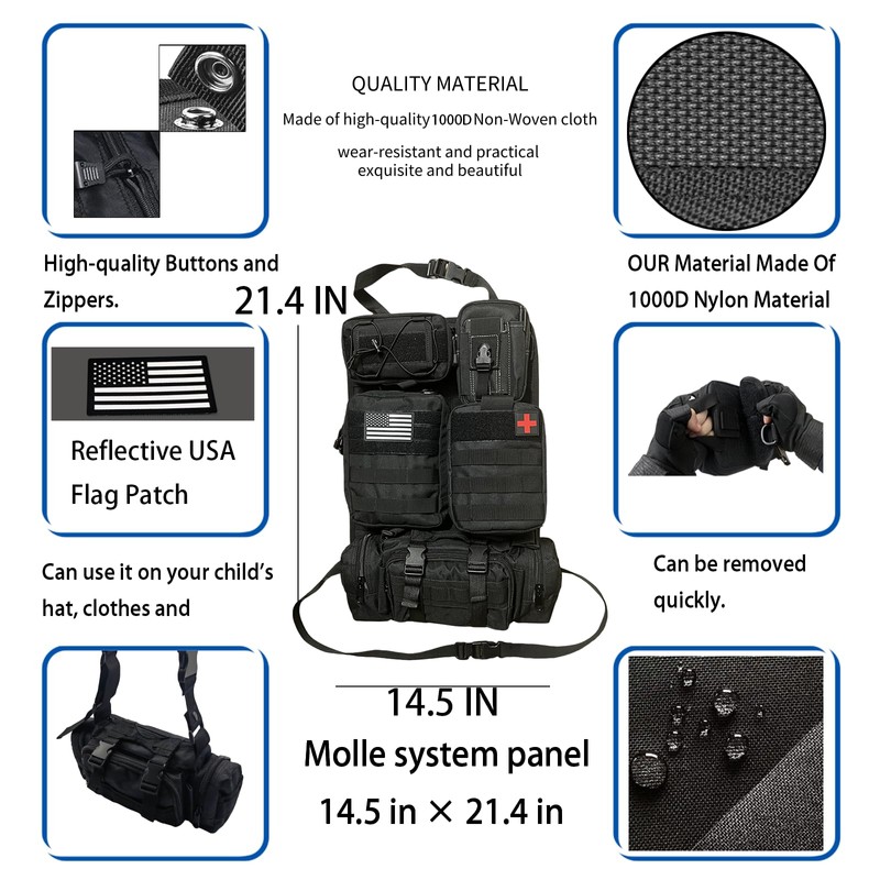 MEAUTELE 6 Pack Tactical Molle Car Seat Back Organizer Tactical