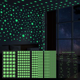 ECHOCUBE Pack of 521 Luminous Stars Wall Stickers for Children's Room, Glow in the Dark Stars, Starry Sky Luminous Stickers for Ceiling and Wall, DIY Fluorescent Luminous Stars Wall Sticker for Baby