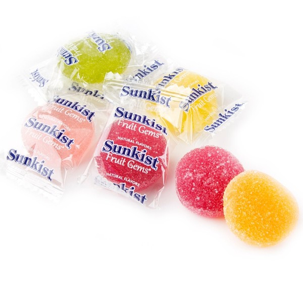 Sunkist ( 2 PACK ) Natural Flavors Fruit Gems Soft Candy Made With 5 Fruit Juices 2lb Each
