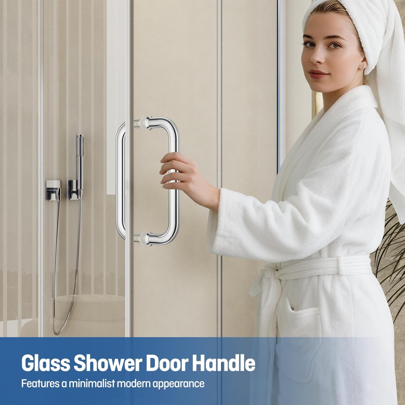 Ranbo 8" CTC Glass Shower Door Handle, 304 Stainless Steel,