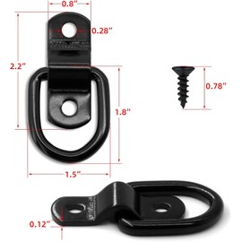 D Rings Tie Down Anchors Hooks,1/4" D Lashing Ring Cargo Tie Down Anchors for Trailer,Heavy Duty Tie Down Anchors for Trucks RV Camper Van Boats Surface Mount,2400 Pound Capacity (12PCS)