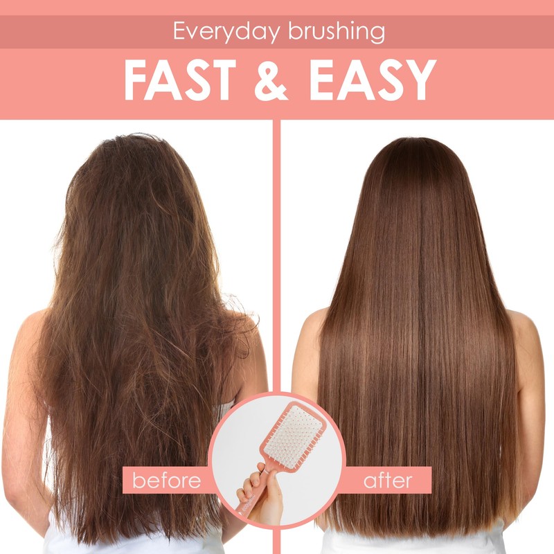 Ecoganic 3-Piece Pink Hair Brush & Hair Clips Set –