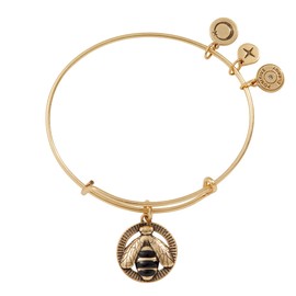 Alex and Ani Bee Charm Bangle, Bangle Bracelet, Shiny Gold Finish, 2 to 3.5in