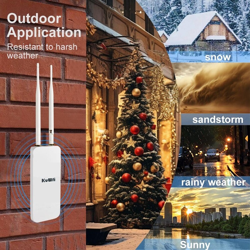 KuWFi Dual Band Outdoor WiFi Extender Booster Wireless Access Point