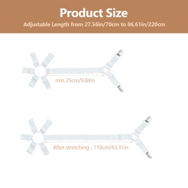 OYIWINMI Bed Sheet Fastener, Elastic Adjustable Bed Sheet Holder with 6 Sides and 12 Metal Clips, Suitable for Round and Rectangular Mattresses of All Sizes