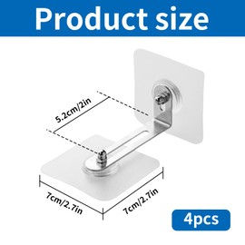 Generisch Wall Mounting No Drilling - Set of 4 Furniture Holders 7 x 7 cm - Freely Adjustable Distance 0-5.2 cm - Tilt Protection for Cabinets & Shelves - Mounting Without Tools
