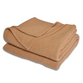 GXIHOUSLGC Premium Cooling Throw Blanket - Soft, Lightweight & Breathable for Sofa, Office, Travel, Beach, Picnic and Camping - Knitted Acrylic Blend, 63"x55" (Tan Cooling Throw Blanket)