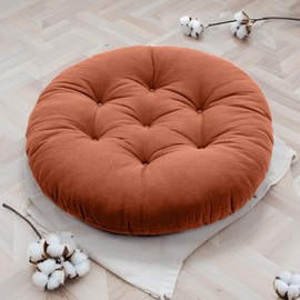 ZonLi Floor Pillows Round Large Seating for Adults,Tufted Accents Floor Cushions for Living Room Tatami,Cinnamon, 22x22 Inch