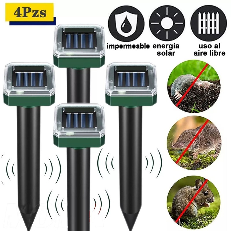4Pcs Solar Powered Rodent Repeller Rectangular Waterproof Ultrasonic Breeding Snake