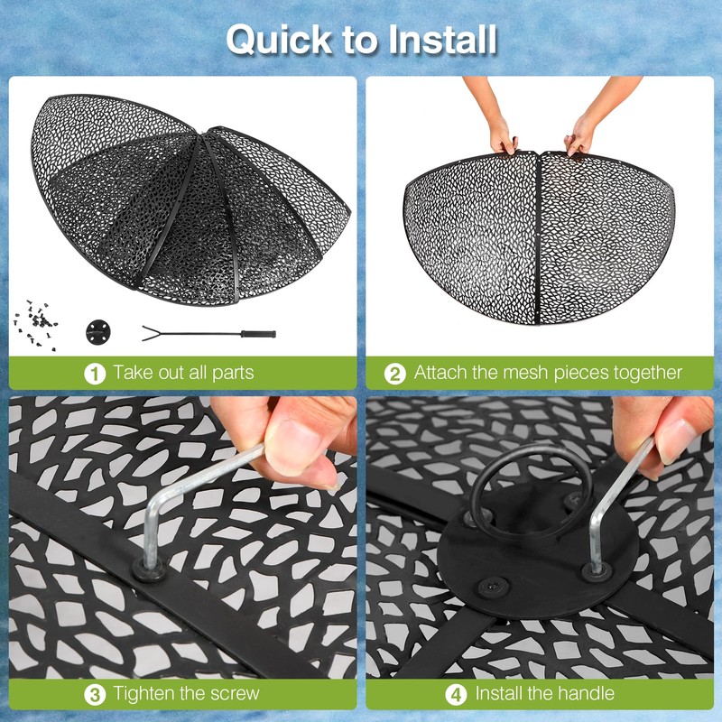 REDCAMP 36Inch Fire Pit Spark Screen, Collapsible Fire Pit Screen