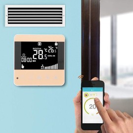 Room Thermostat, AC 200-240 V Smart WiFi Thermostat for Gas Boiler, Fan Convector, Intelligent Digital Central WLAN Temperature Controller, LCD Display (WiFi Type)