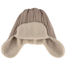 Lipodo Aviator Hat Women/Men - Lined Lapland Hat - One Size 55-59 cm - Knitted Hat with Wool - Wool Hat with Ear Flaps - Hat Autumn/Winter - Winter Hat, beige