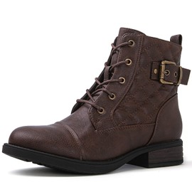 GLOBALWIN Women's Brown Combat Boots Lace Up Ankle Booties Fashion Comfortable Boots For Women Size 11M