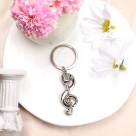 Modern Stainless Steel Keychain, Creative Microphone Musical Note Design, Very Suitable as a Birthday Gift for Family and Friends, Sweet and Elegant